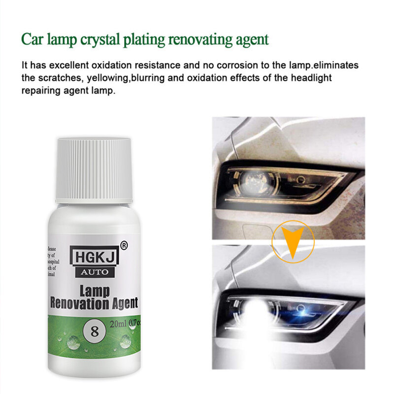 Reparo do farol do carro Polimento Scratch Remover Ferramenta, Oxidação Remodelação, Limpeza da lâmpada, HGKJ 8