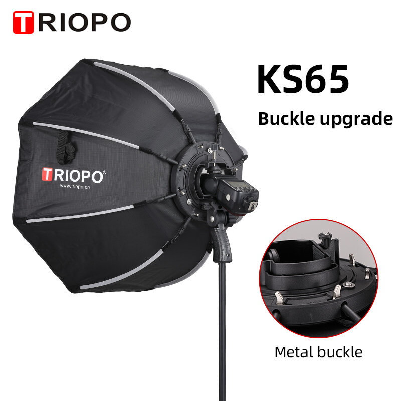 TRIOPO-paraguas portátil octagonal para exteriores, Softbox de 65cm para Godox V860II TT600 TT685 YN560 III IV TR-988 Flash Speedlite