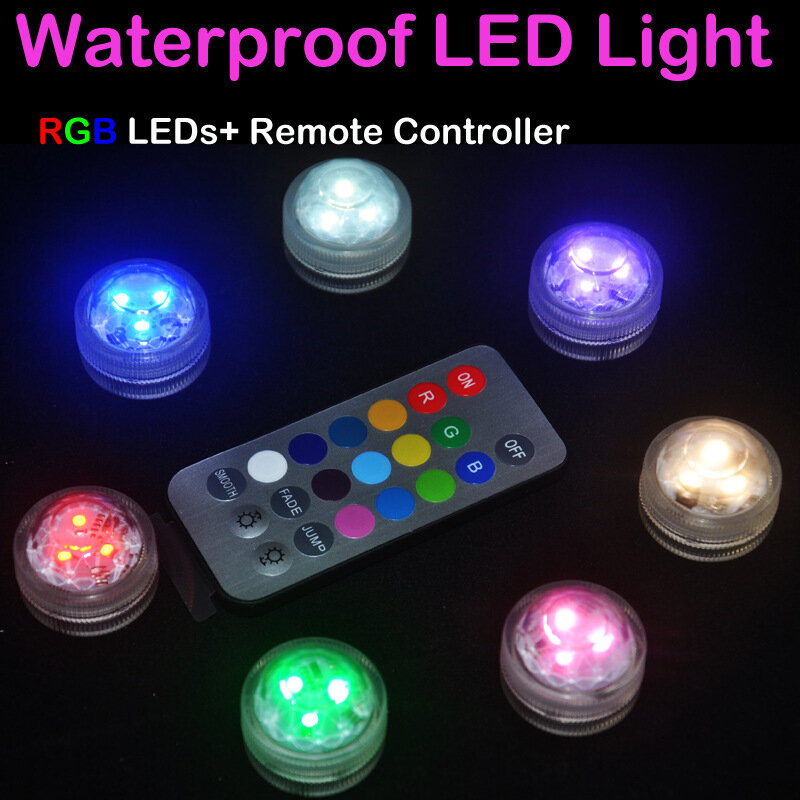 Mini lámpara LED inalámbrica multicolor, luz de decoración de pecera, Control remoto para el hogar, lámpara impermeable, luz de ambiente para fiesta