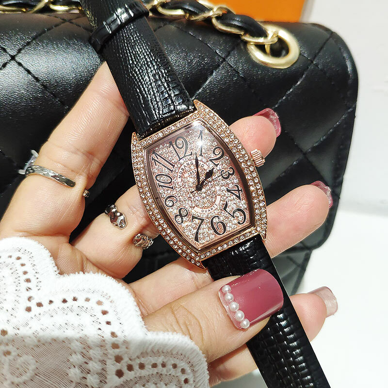 แฟชั่น Tonneau นาฬิกาผู้หญิง Top ยี่ห้อ Luxury Watch เพชรนาฬิกาผู้หญิง Rhinestone นาฬิกาควอตซ์ Relojes Para Mujer M020