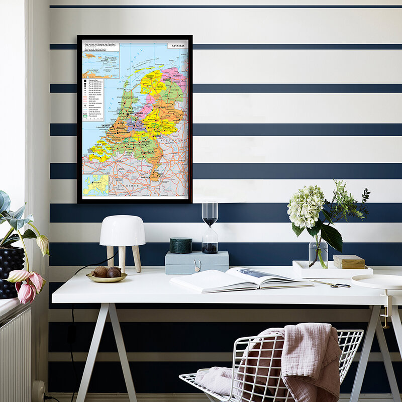 Mapa de transporte de los Países Bajos en francés, póster de pared, pintura en lienzo, decoración del hogar, suministros escolares, 59x84cm