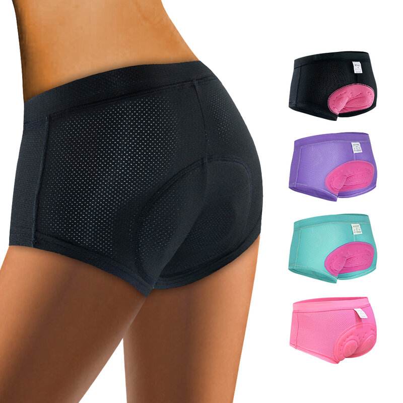WOSAWE Women Cycling Underwear Shorts Sports Pattern Tight Bicycle Shorts Gel MTB Female Shorts Riding Bike Underpants