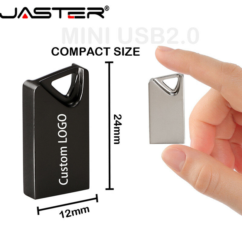 Jaster (無料のロゴ10個以上) ミニ金属黒シルバーキーチェーンのusbフラッシュドライブ4グラム8グラム16グラム32ギガバイト64ギガバイト128ギガバイトペンドライブのusb 2.0