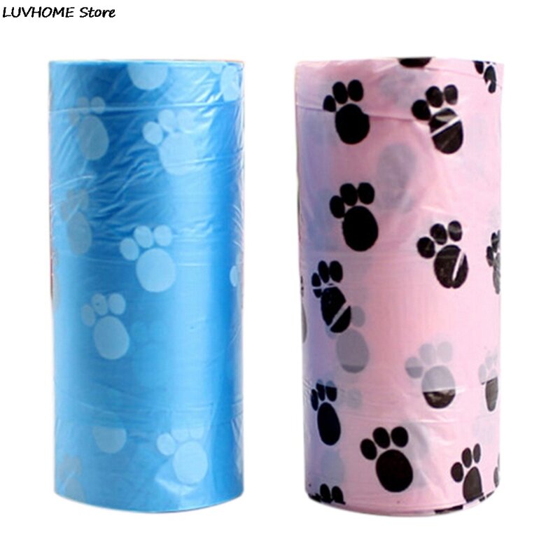 Tas kotoran hewan peliharaan 1 rol dapat terdegradasi kantong kotoran anjing dengan cetakan tas anjing untuk anjing kucing