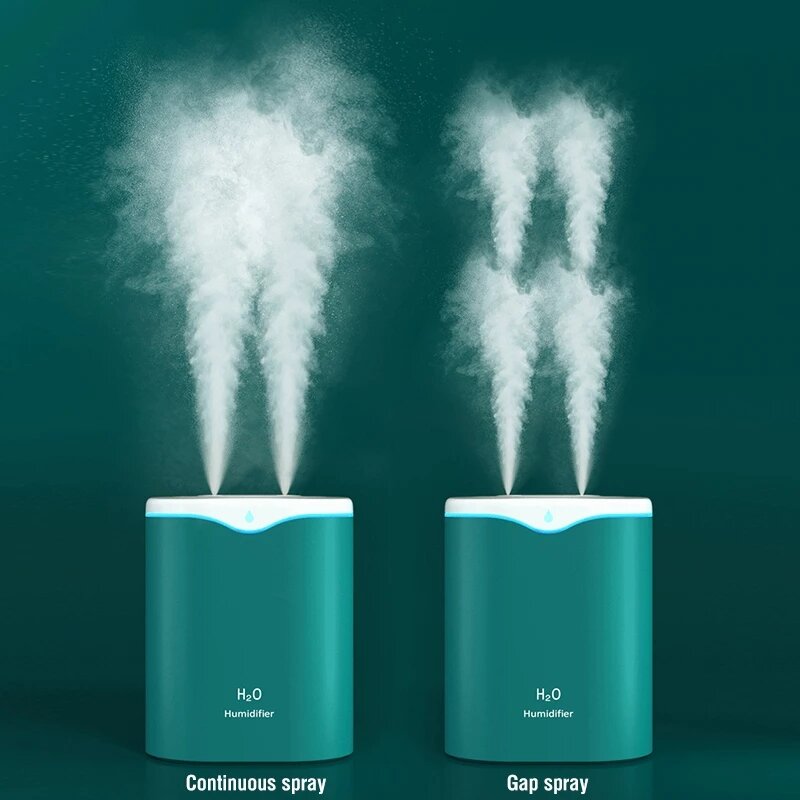 Umidificador de Ar USB com Porta Dupla Spray, Difusor de Aromaterapia com Óleo Essencial, Cool Mist Maker, Fogger para Casa e Escritório, 2000ml, Novo