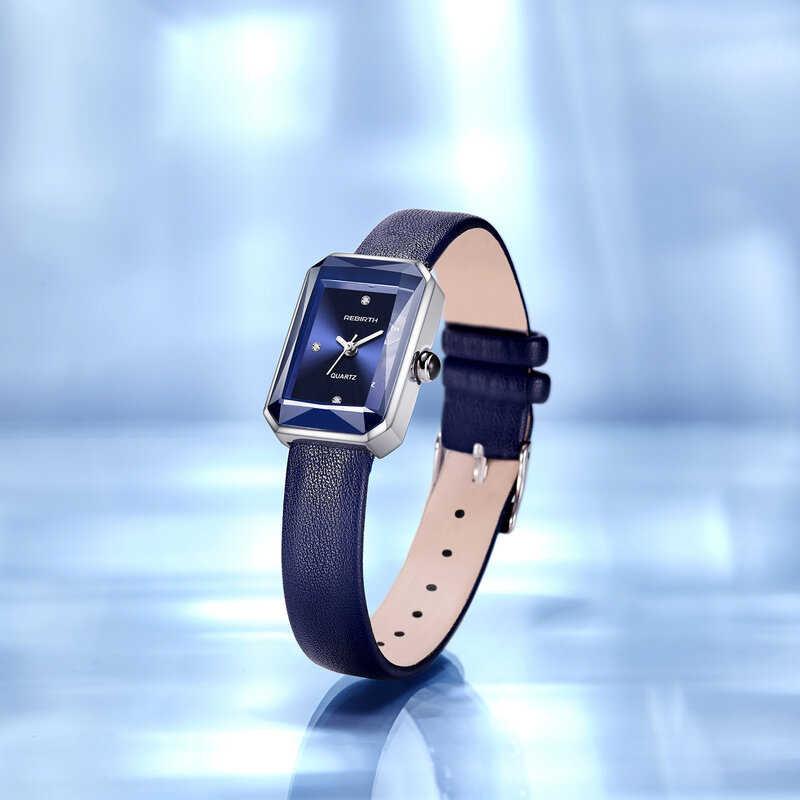 Reloj de pulsera azul para mujer, nuevo diseño Simple, movimiento de cuarzo japonés, resistente al agua, correa de cuero, relojes clásicos para mujer 2022