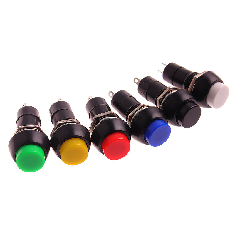 1PC PBS-11A PBS-11B 12mm self-locking Self-Recovery Plastic Push Button Switch momentary 3A 250V AC 2PIN 6Color