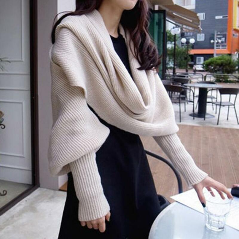 女性用の調節可能なウールスカーフ,冬用のキャップ,厚手の袖,セーター,超ロングイミテーションカシミヤ,手織り,ファッション2022