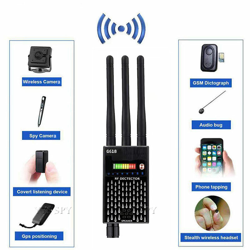 Профессиональный детектор G618, 3 антенны, Анти-шпион, RF CDMA, детектор сигнала для телефона, GPS-трекер, беспроводная скрытая камера, подслушивание