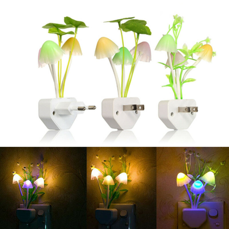 1pcs 미국 및 EU 플러그 밤 빛 유도 꿈 버섯 곰 팡이 LED 램프 3 LED 버섯 램프 LED 야간 조명