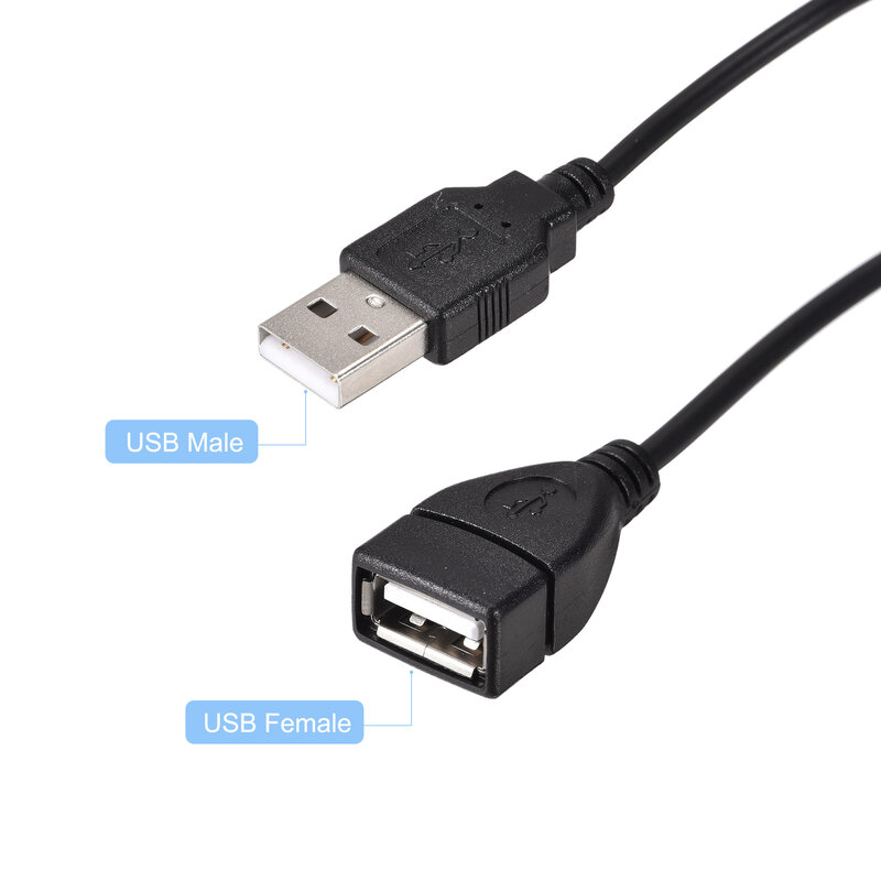 Kabel USB Uxcell dengan Kabel Ekstensi USB Jantan Ke Betina Sakelar ON/Off 30Cm Hitam 3 Buah