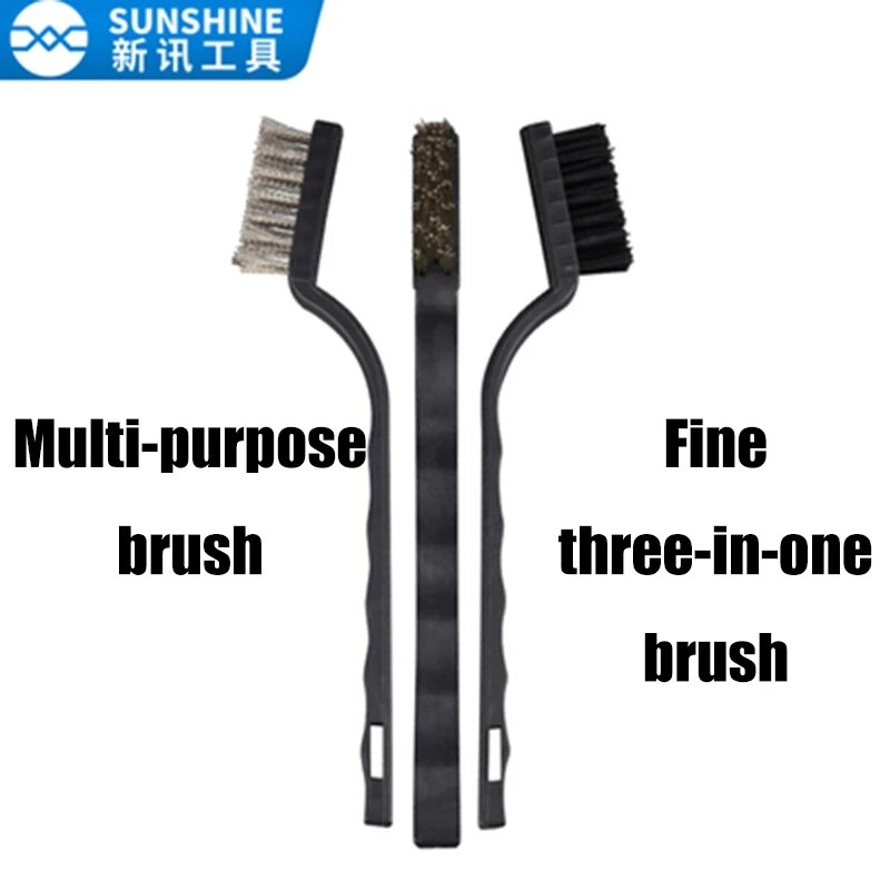 Sunshine SS-046 3 in 1 Cleaning Brush Set For Motherboard Dust Remove Cleaning Repair Gold/Silver/Antistatic Brush Tools