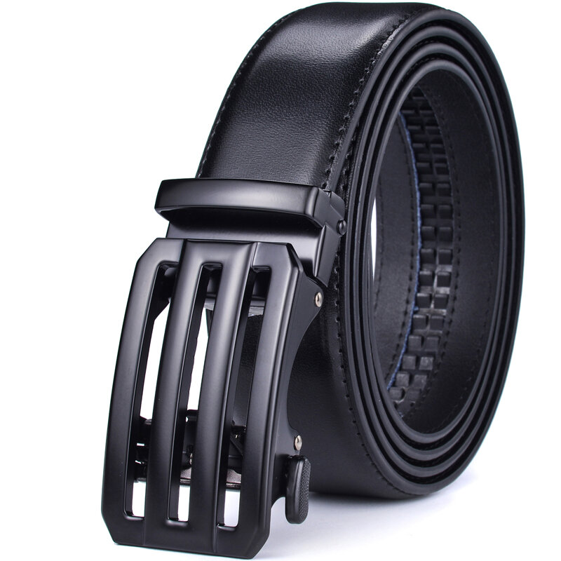 Men’s Genuine Leather Ratchet Dress Belt with Automatic Sliding Buckle Plus Size