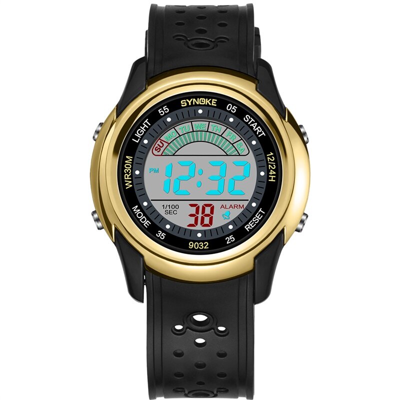 Synoke 9032 Kinderen Horloge Voor Kids Sport Digitale Jongens Horloges Slip Back Light Stop Watch 3Bar Waterdicht Kid Horloge