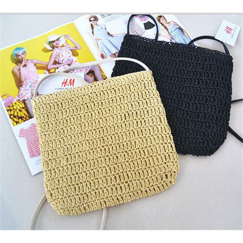 22.5x23CM Straw Bag Small Column Handicraft Crochet Straw Female Summer Vacation Bag a6261