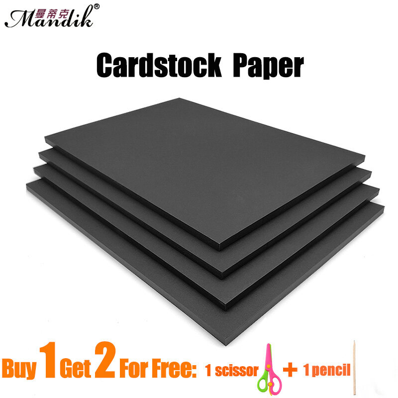 Papel de cartulina A4, cartón grueso de 300gsm, color blanco y negro, papel decorativo para álbum de recortes DIY