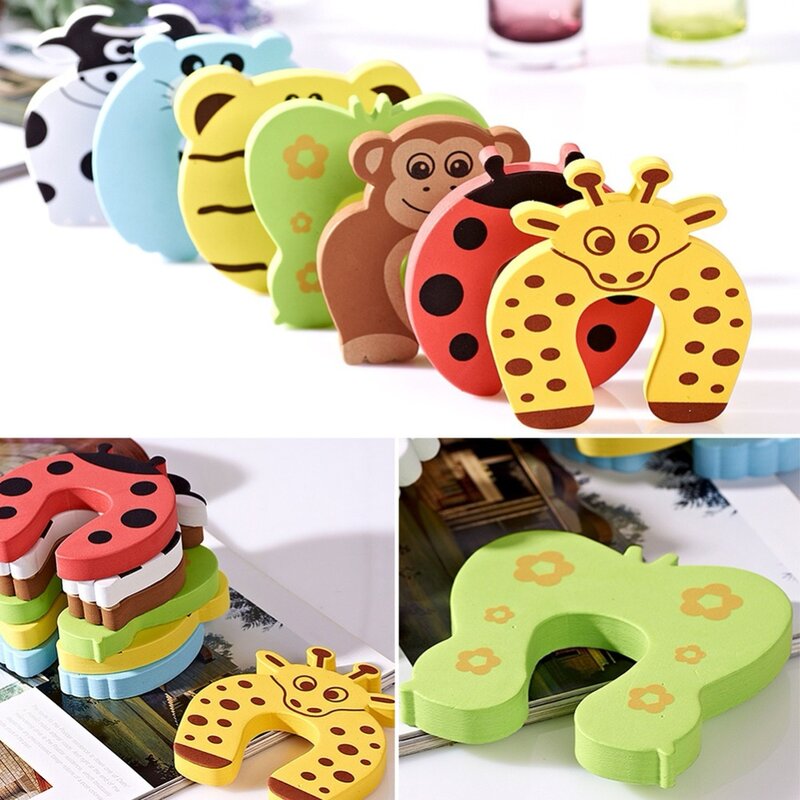 2pcs Baby Child Proofing Door Stoppers Finger Safety Guard Noise Prevention Anti-pinch Random Color Lovely Animal Style