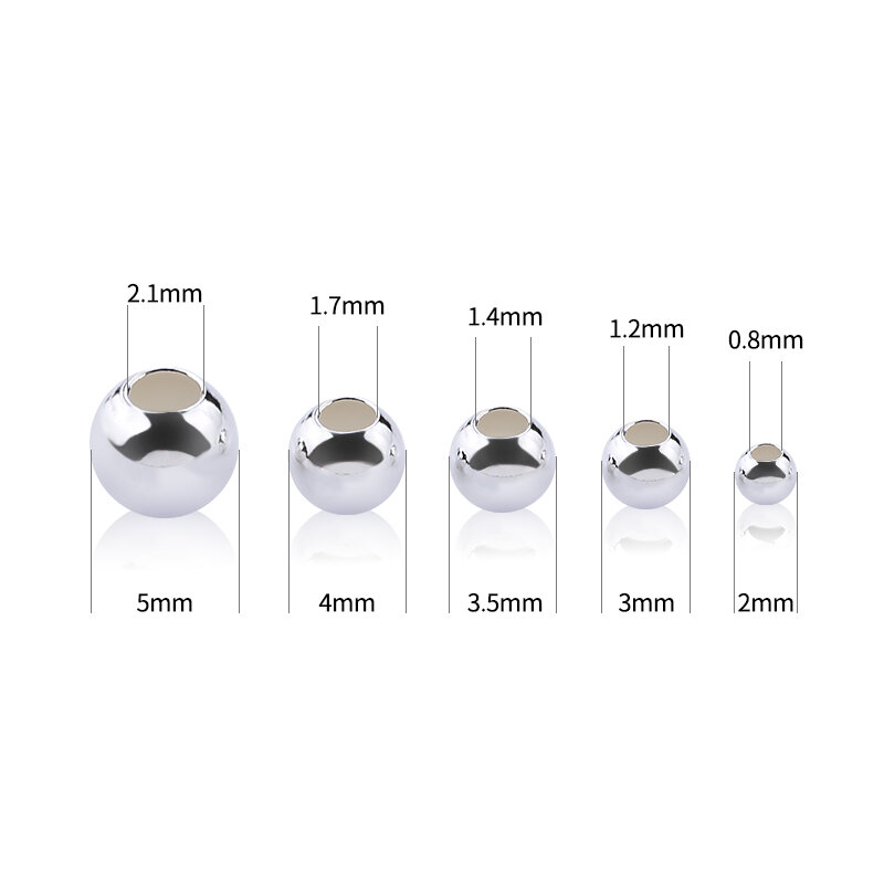 2-5Mm 925 Sterling Zilveren Ronde Kralen Spacer Kralen Sieraden Bevindingen Accessoires Zilveren Bead Voor Armband sieraden Maken