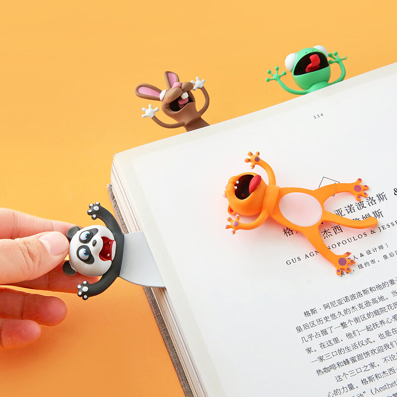 1 sztuk kreatywny 3D Stereo zakładka do książki czytanie Cartoon zwierząt Marker słodkie Panda pies rekin strona trzymać prezenty dla dzieci szkoła A6660