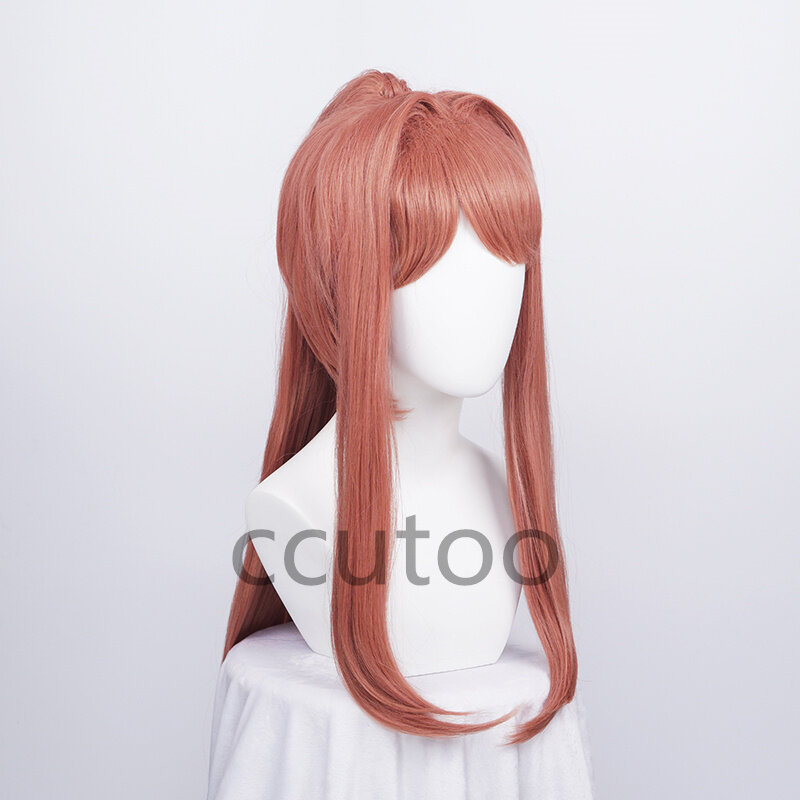 Doki Doki Literature Club Monika Wigs DDLC 95cm Long Heat Resistant Synthetic Hair Perucas Cosplay Wig +Wig Cap