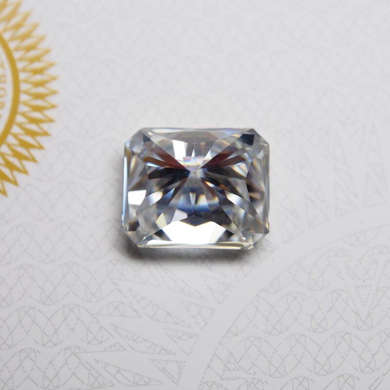 8*10mm corte radiante 3.51 quilates branco moissanite pedra frouxo moissanite diamante para anel de casamento