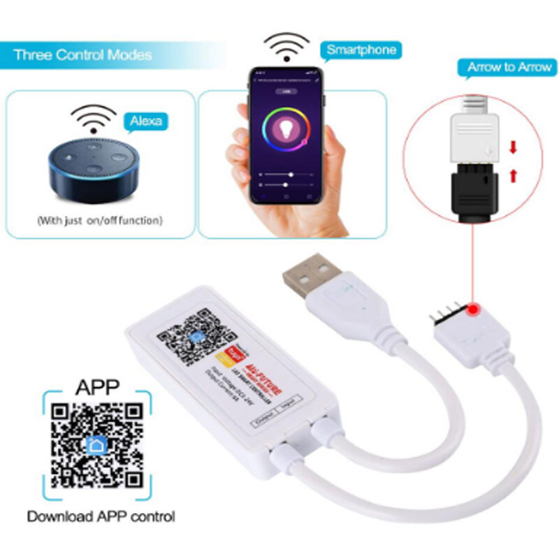 tuya WiFi APP smart mini USB LED controller DC5-24v 6A  Multi color Changing with Timer modes for 5V 2835 5050 RGB Strip Light