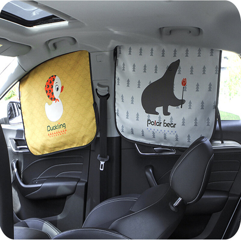 Cortina magnética para janela de carro, proteção solar desenho animado universal para janela lateral proteção uv para crianças bebês e crianças