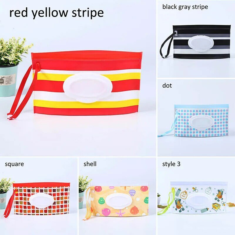 1Pcs Snap-strap Eco-friendly Wipes Carrying Case Container Cosmetic Bags Portable Easy-carry Wet Wipes Bag Baby Care