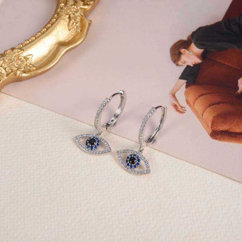 Gold and Silver Color Devil's Eye Earrings Cubic Zirconia Pendant Earrings Men's Women's Trend Party Jewelry Gifts