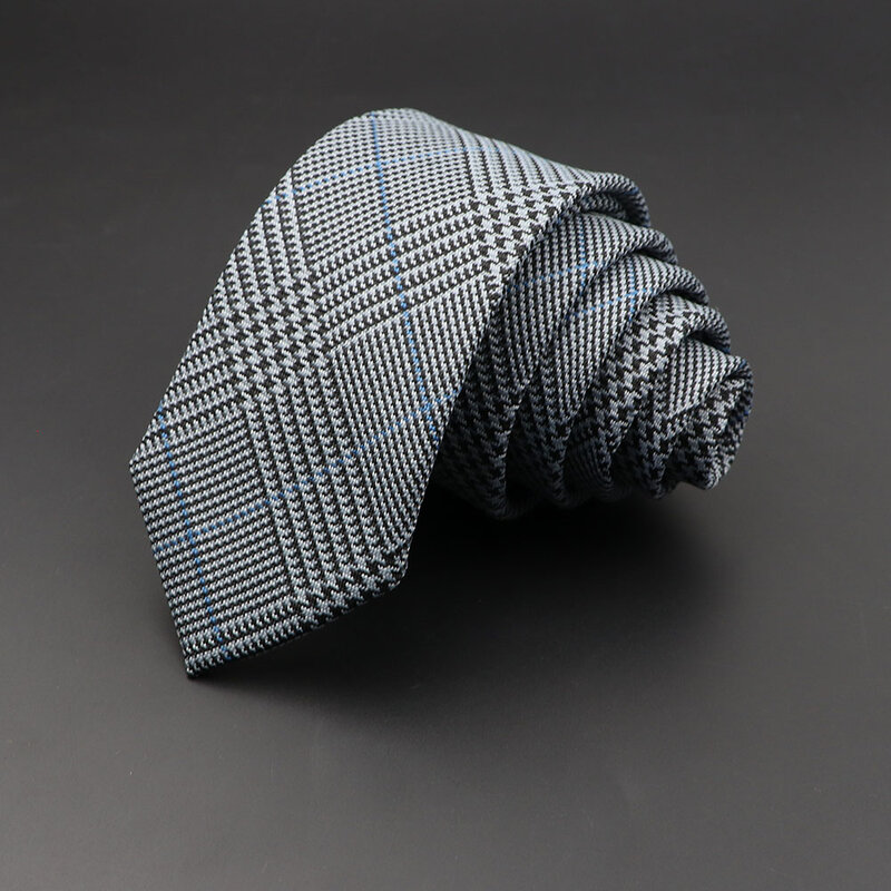 Corbatas clásicas de algodón para hombre, corbatas ajustadas a cuadros grises hechas a mano, cuello estrecho a rayas, corbata informal de Cachemira delgada, accesorios de regalo, 6cm