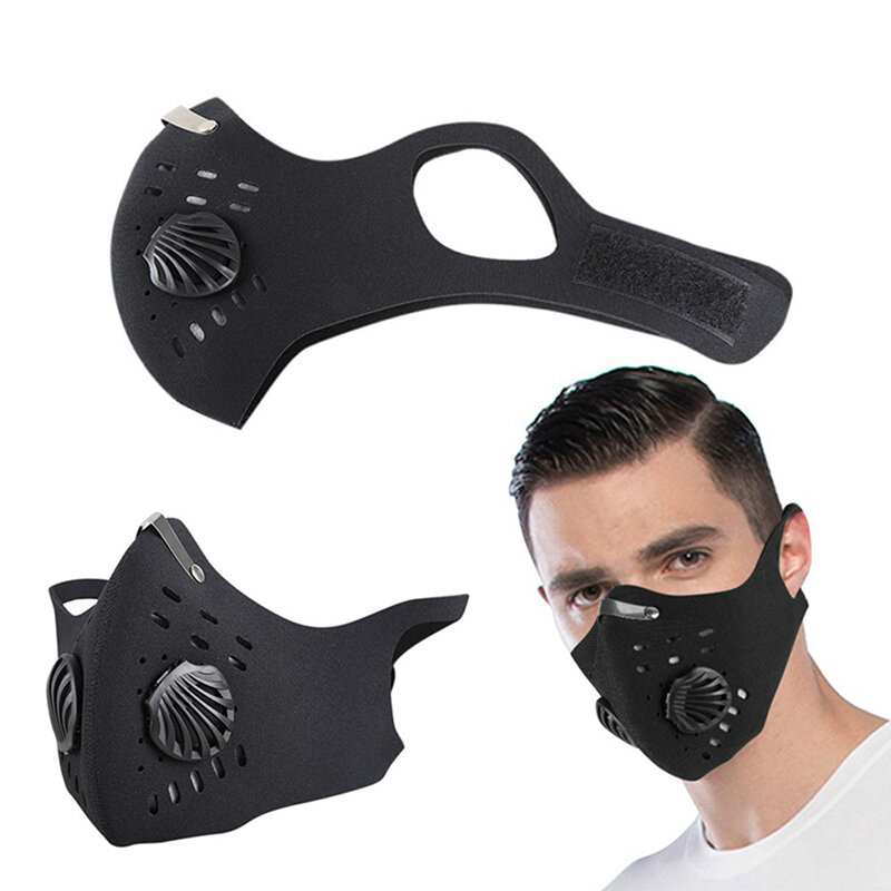 Máscara de boca POWECOM PM2.5, filtro de carbón transpirable para mufla, válvula antipolvo, máscara facial protectora reutilizable para ciclismo