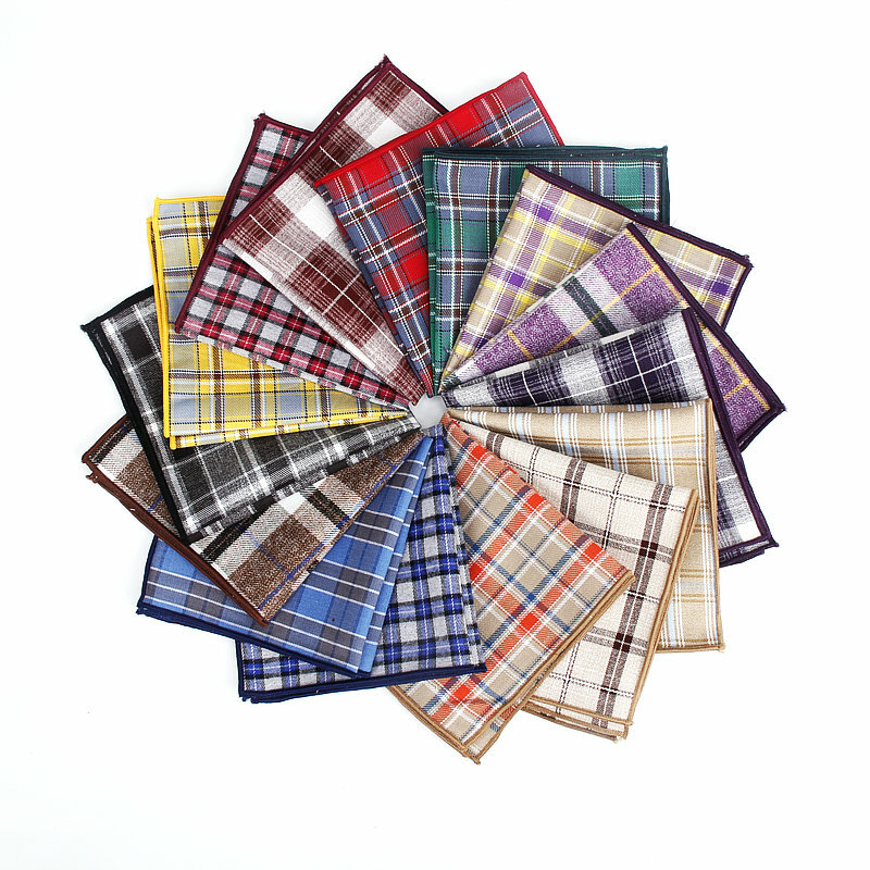 Plaid kolorowe bawełniane chusteczki tkane drukowanie sprawdź kieszonkowe kwadratowe męskie na co dzień smugi kwadratowe kieszenie chusteczki ręczniki
