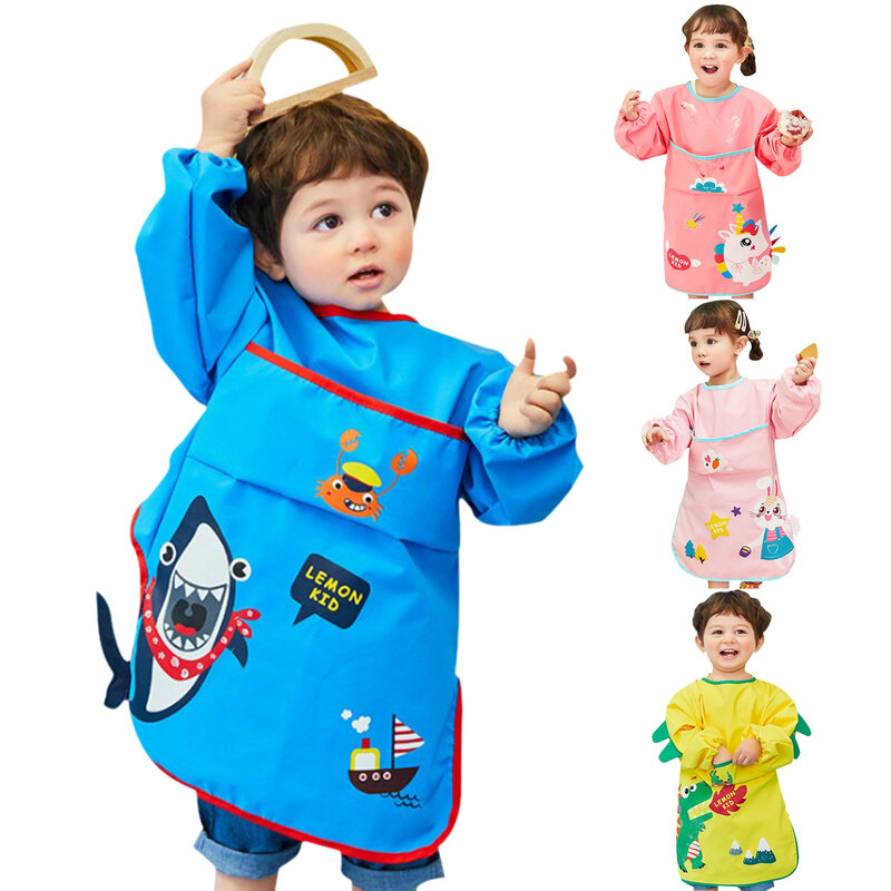 Kids Art Smocks Waterproof Art Toddler Smocks Children's Painting Apron With Long Sleeve Gifts For Age 6-10 Years Excitement