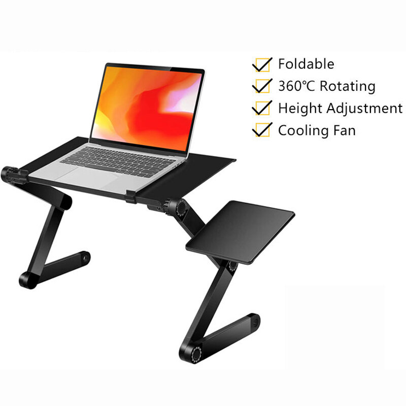 D2 Verstelbare Laptop Desk Stand Draagbare Aluminium Ergonomische Lapdesk Voor Tv Slaapbank Pc Notebook Tafel Desk Stand Met Muis pad