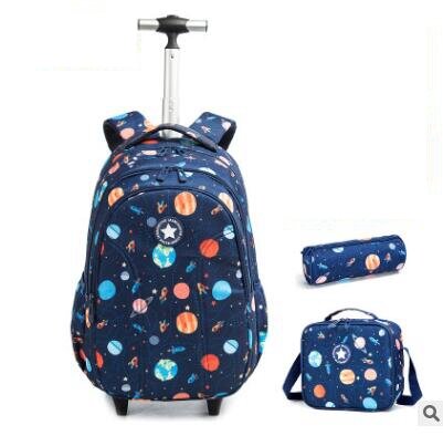 Mochila escolar con ruedas para niños y niñas, bolsa con ruedas, equipaje de viaje