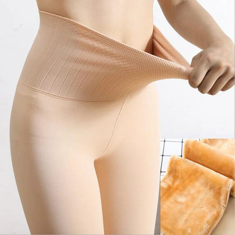 Women Leggings High Waist Plush And Thickened Flesh Color Thin And Warm Legging Autumn And Winter Pants One-piece Pant Bare Legs
