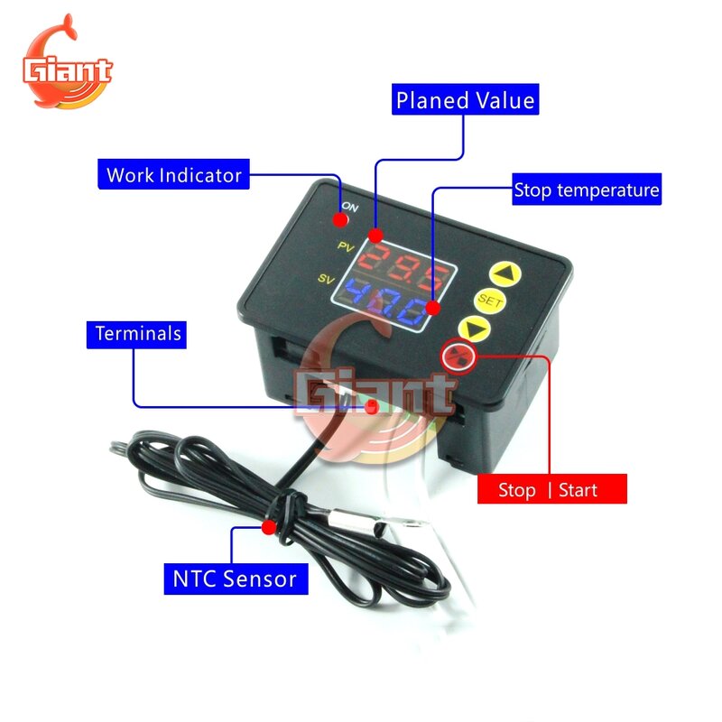 Controlador de temperatura Digital, termostato LED, interruptor de Control de temperatura, Sensor NTC, cc 12V, 24V, CA 110V, 220V, W3230, W2310