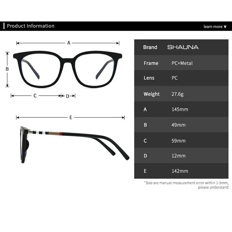 SHAUNA-Óculos de gato para homens e mulheres, óculos ópticos para computador, luz azul anti, molduras de luxo, TR90