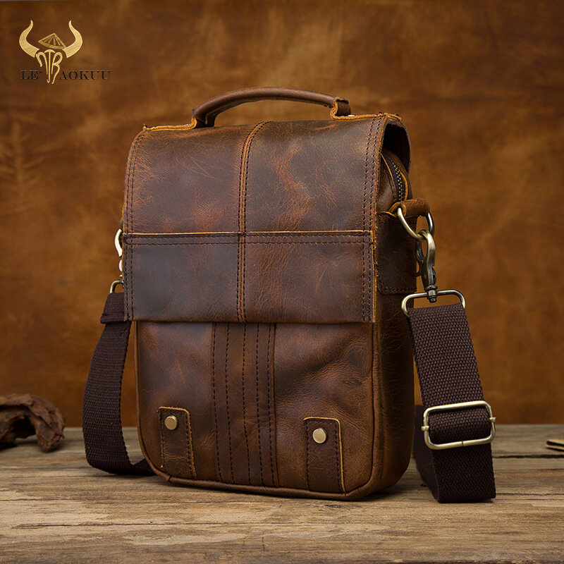 Bolsa de ombro de couro para homens, design casual masculino, bolsa mensageiro, bolsa de couro transversal, bolsa de 8 "tablet bolsa bolsa 152, moda