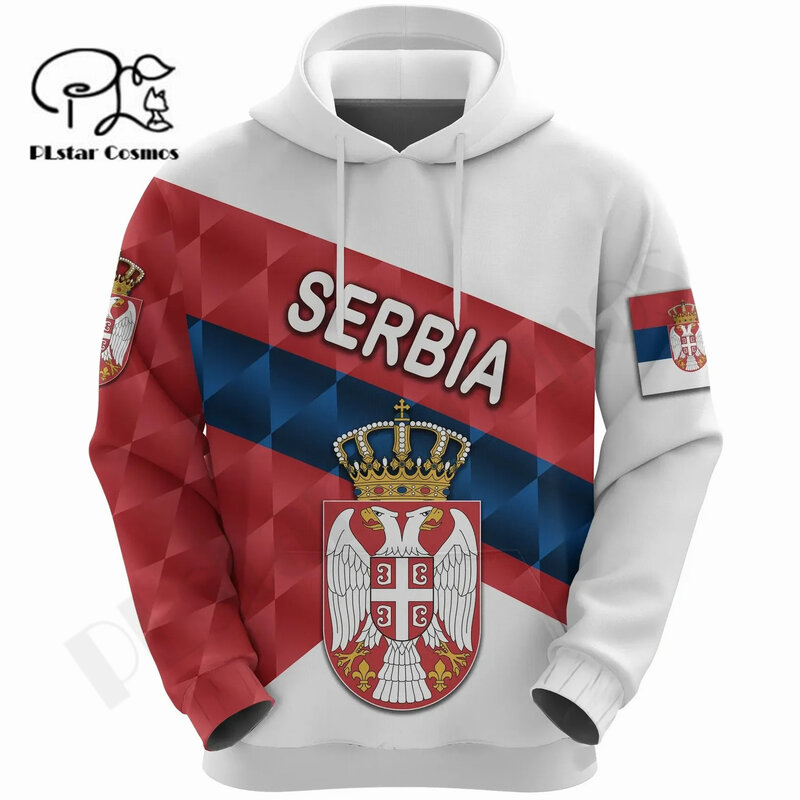 PLstar Cosmos 3DPrint Negara Terbaru Bendera Serbia Unik Menakjubkan Harajuku Pullover Streetwear Uniseks Hoodie/Kaus/Zip T-4