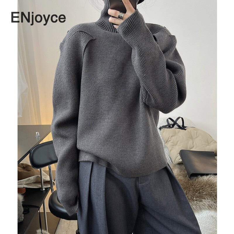 女性用タートルネックセーター,韓国ファッション,ハイカラー,厚手のニットセーター,高品質,冬