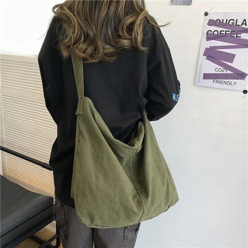 CGCBAG 2024 tas bahu wanita Shopper tas jinjing kanvas wanita polos sederhana kapasitas besar tas selempang wanita tas tangan desainer