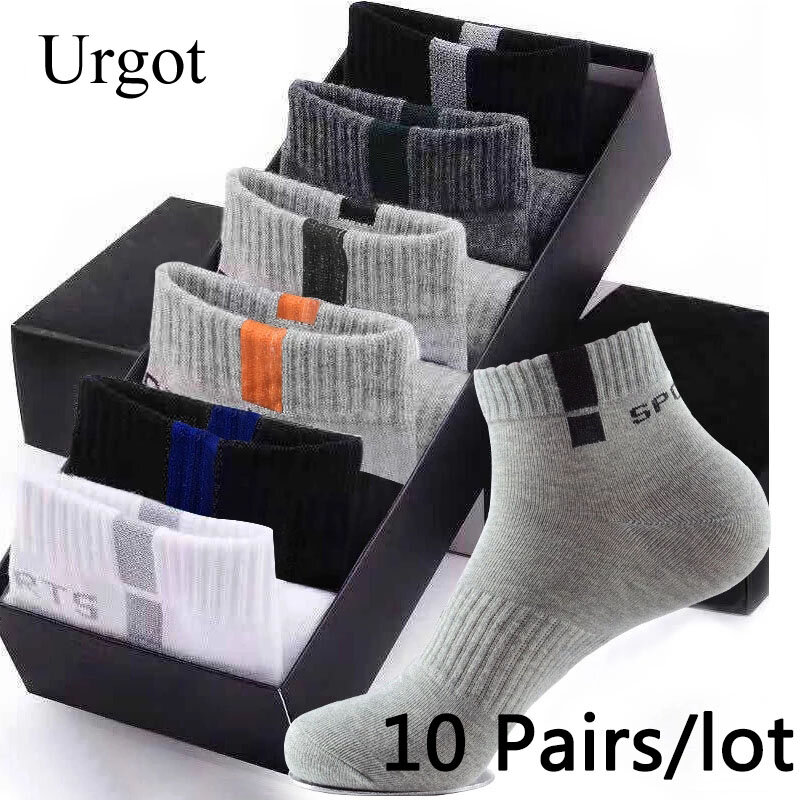 Urgot-calcetines tobilleros de algodón para hombre, calcetín transpirable, informal, para primavera y verano, 10 pares, paquete sin caja