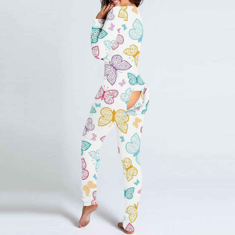 Macacão feminino com borboleta, estética, com aba, bunda, para adultos, natal, sexy, roupa de dormir, agasalho aberto, pijama 2021