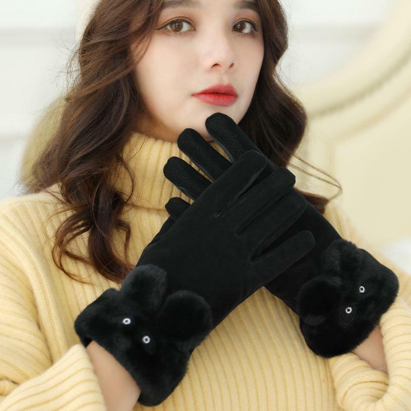 Damskie zimowe rękawiczki pluszowe rękawiczki zimowe rękawiczki damskie zimowe bawełniane rękawiczki wiatroszczelne i zimne rękawiczki do ekranu dotykowego