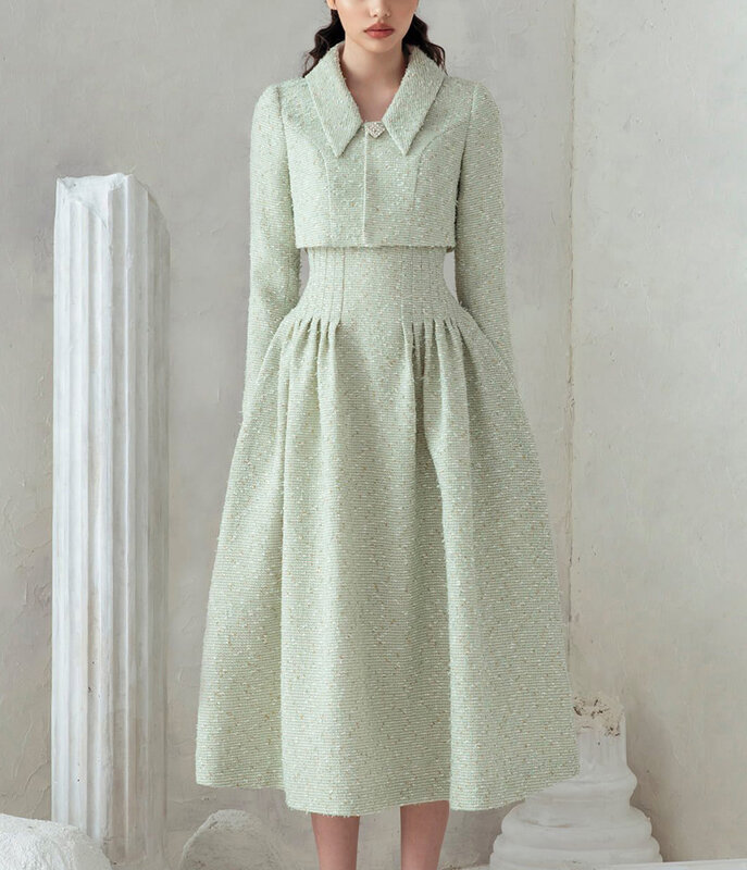 tailor shop Door of Perception Small Fragrant Wind Jacket Sling Puff Skirt Set tweed jacket and Semi-Formal dress