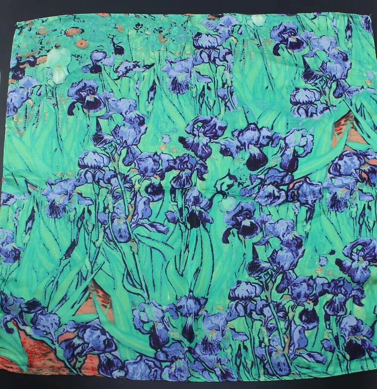 Van Gogh ภาพวาดหรูหราผ้าไหมผ้าพันคอผ้าพันคอแฟชั่นผู้หญิงผ้าพันคอผ้าพันคอผ้าพันคอผ้าพันคอคอผ...