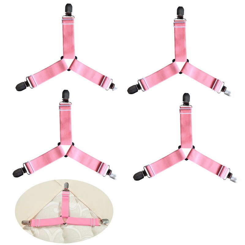 Hot 4pcs/set Elastic Bed Sheet Clips Suspenders Straps Adjustable Heavy Duty  Home Bed Sheet Clips