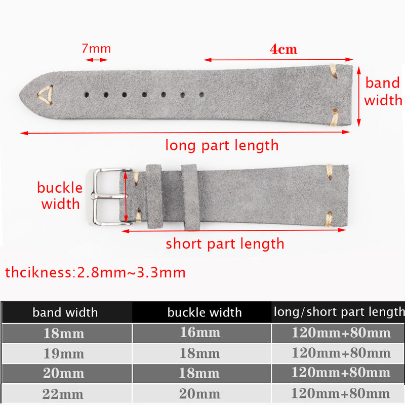 Tali jam kulit Suede 18mm 19mm 20mm 21mm 22mm 24mm, gelang pengganti buatan tangan