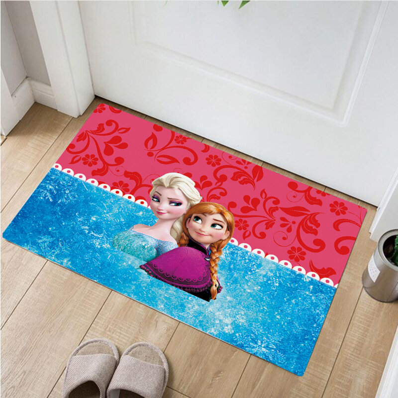 Alfombra de puerta exterior de Frozen de Disney, tapete de cocina antideslizante de 60x40cm con absorción de agua peluda para baño, Anna y Elsa